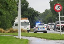 Warnings, signage for rail bridge